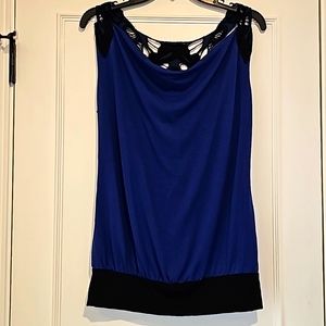 Daytripl blue embroidered cutout top
